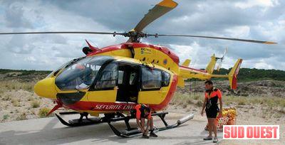 L'hélicoptère opère de Biscarrosse jusqu'au Verdon - Photo DR