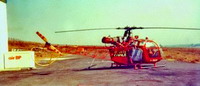 L'Alouette II F-ZBAF équipée de sa flottabilité de secours sur la DZ de Donville-les-Bains - Photo collection FD
