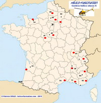 Voir le portfolio ci-dessous pour agrandir la carte des Centres Classe 6 en France - Carte © Patrick Gisle - helico-fascination.com