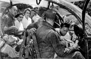 Alouette 2 F-MJAY Gendarmerie pilotée par Aimé Barrel - Accident Roger Rivière lors du Tour de France, le 10 juillet 1960 - Photo DR