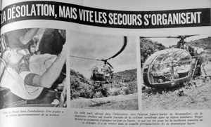 Article de journal avec photos Alouette 2 F-MJAY accident Roger Rivière lors du Tour de France, le 10 juillet 1960 - Photo DR
