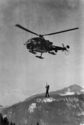 Hélitreuillage avec l'Alouette 3 F-ZBAG de la Sécurité civile, milieu des années 70 - Photo DR