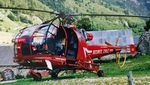 Alouette 3 Dragon 64 de la Sécurité civile stationnée sur la DZ de Gavarnie dans les années 90 - Photo DR Lucky Gavarnie