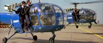  Deux Alouette III Gendarmerie (F-MJBO et F-MJB_) au décollage en 1983 durant le tournage du film Canicule sorti en janvier 1984 - Photo DR