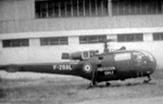 Alouette 3 F-ZBAL Protection civile pilotée par Jean Le Gac, stationnée à la gare intermédiaire des Grands Montets à Chamonix, le 7 juillet 1964 - Photo DR