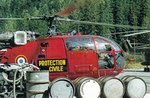 L'Alouette 3 F-ZBBQ de la Protection civile prête à décoller après un "refuel" sur la DZ des Bois, au début des années 70 - Photo DR