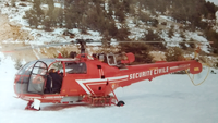 L'Alouette III Dragon 06 de la Sécurité civile posée à Gréolières-les-Neiges (station de ski) - Photo Olivier Carbonnier