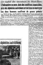 Article du journal relatant le secours des autrichiens le 25 août 1965 - Document GHSC Base de Grenoble-Le Versoud
