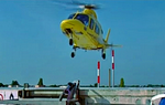 Décollage de l'Agusta A109 Power Hélismur 28 depuis la DZ de l'hôpital de Dreux - Photo DR