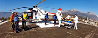 L'EC 135 T1 F-GMON posé sur la DZ de l'hopital - Photo Dauphine Libéré
