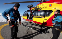 L'EC 145 Dragon 38 sur la DZ de l'Alpe d'Huez - Photo DR Montagne+