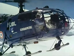 L'Alouette 3 F-MJBL "Indicatif radio : Bravo Lima" en 1974 lors du tournage du film "Mort d'un guide"- Photo DR