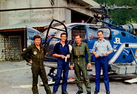 Equipage de l'Alouette Gendarmerie F-MJBL de Megève avec Gilbert Lebon et Didier Espéron sur la DZ des Bois en 1988 - Photo DR collection Didier Espéron