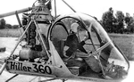 Le premier vol en solo de Valérie André en tant que pilote d'hélicoptère le 30 août 1950 (Hiller 360 F-BFPL), dans les installations de formation d'Helicop'Air à Pontoise (95) - Photo DR collection JMP