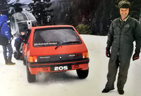 Michel Anglade lors du tournage de la publicité de la Peugeot 205 GTi en 1985 - Photo collection Michel Anglade