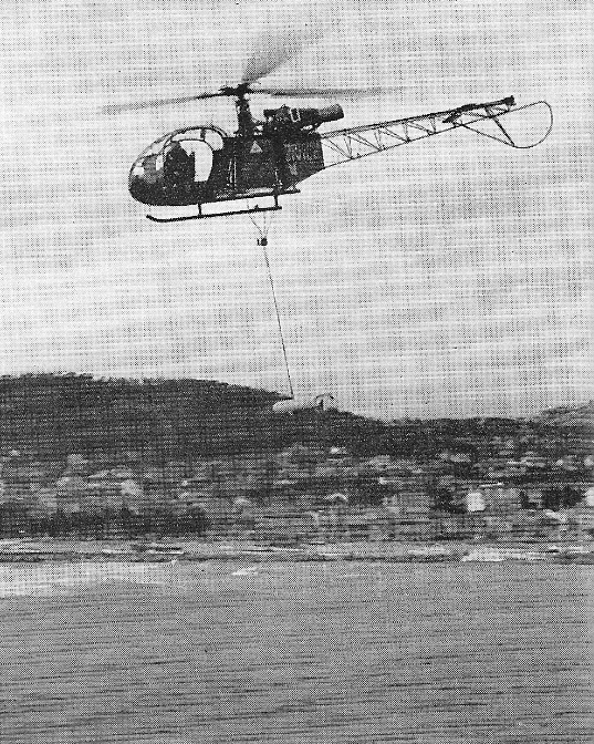 Alouette 2 F-BJOI Protection civile avec sling scooter - Photo DR museedumas.fr