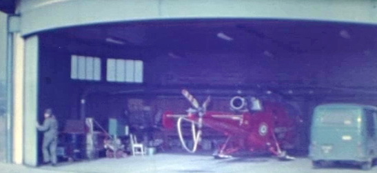 Hangar avec Alouette 3 F-ZBAI Protection civile Base d'Annecy en 1974 - Photo DR
