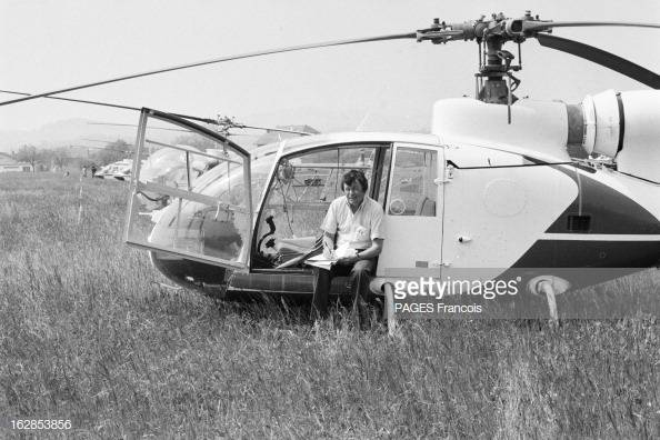 Une des Gazelle posée à la 1ère Coupe de France Hélicoptère en mai 1980 - Photo Getty images