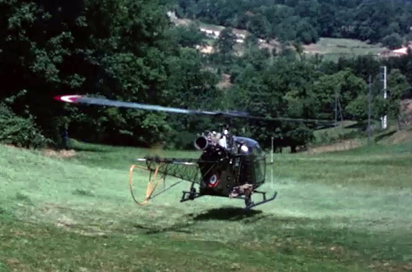 Décollage de l'Alouette 2 F-MJAP Gendarmerie en août 1964 - Photo DR