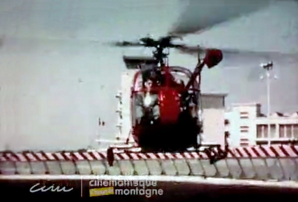 Arrivée de l'Alouette 2 Protection civile (vraisemblablement F-ZBAK) qui se pose à l'aéroport de Nice-Côte d'Azur - Photo DR CIMALPES