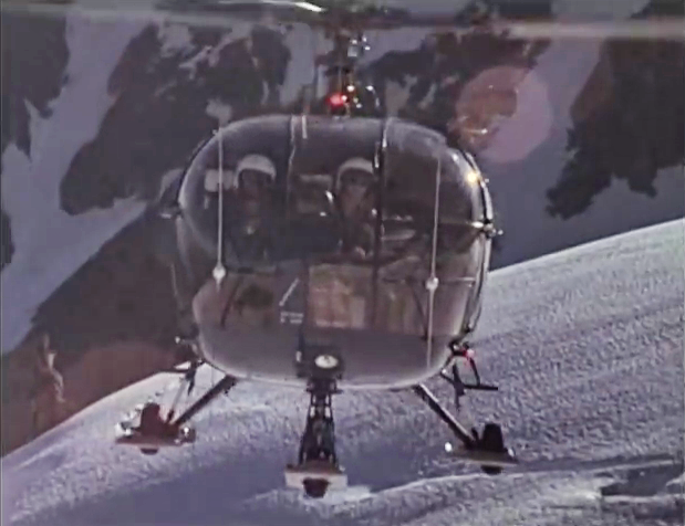 L'Alouette 3 F-MJBL se présente pour déposer les secouriste près de la victime, été 1978 - Photo DR ECPA