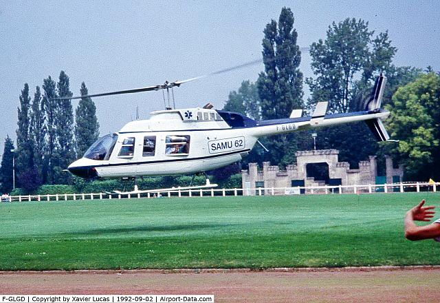 Décollage du Bell 206 L-1 F-GLGD Samu 62, le 2 septembre 1992 - Photo Xavier Lucas
