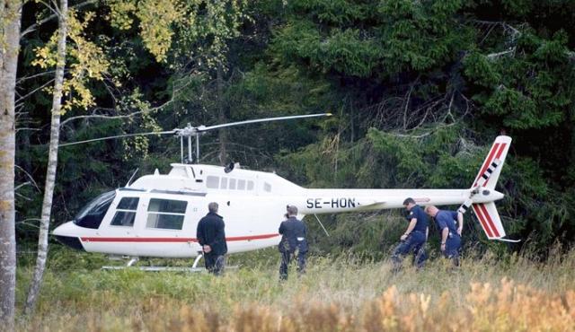 Le Bell 206B Jet Ranger II SE-HON utilisé par les malfaiteurs - Photo Scanpix Sweden / Reuters