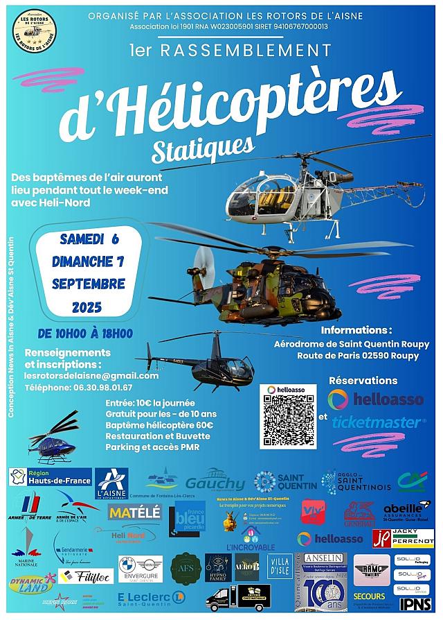 Affiche officielle 2025 Rassemblement d'Hélicoptères à L'aérodrome de Roupy