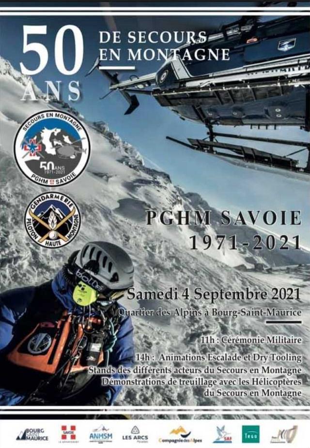 Affiche anniversaire 50 ans PGHM de la Savoie - le samedi 4 septembre 2021 à Bourg-Saint-Maurice