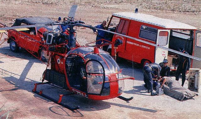 Alouette 2 F-ZBAE Protection civile avec treuil de 25 m et plongeurs - immatriculation a confirmer - Photo DR tirée d'un calendrier SDIS du VAR (83)