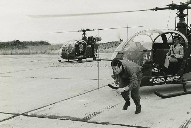 Alouette II Gendarmerie F-MJBA et F-MJAG dans le film Coplan, agent secret FX-18 en 1964 - Photo DR
