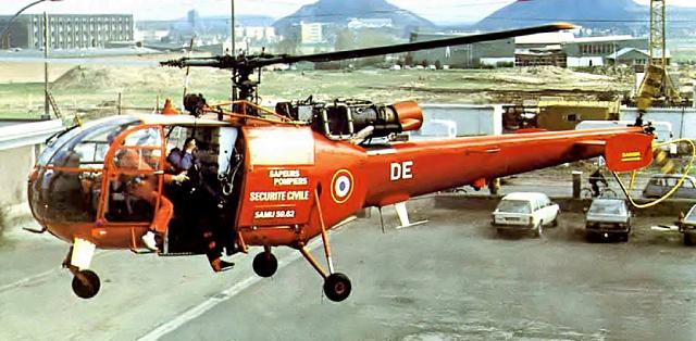 Alouette 3 F-ZBDE Sécurité civile - Sapeurs Pompiers - SAMU 59-62 avec immatriculation 2 lettres sur poutre de queue - Photo collection F. Delafosse