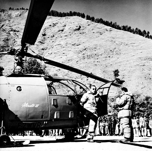 Alouette 3 F-ZWVR (N°002) avec Jean Boulet mission Himalaya 6006 m, le 6 novembre 1960 - Photo Sud Aviation