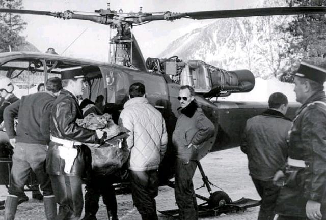 Alouette 3 F-MJBF Gendarmerie posée sur la DZ de Chamonix - Photo DR Getty images