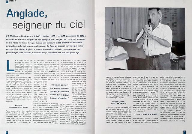 Anglade, seigneur du ciel article Hélicoptère Business Loisirs n°6 Juillet-Août 2006 - Article DR Hélicoptère Business Loisirs 