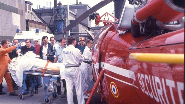 Evacuation des victimes avec l'Alouette 3 F-ZBDO Dragon 59 Sécurité civile - Photo DR lavoixdunord