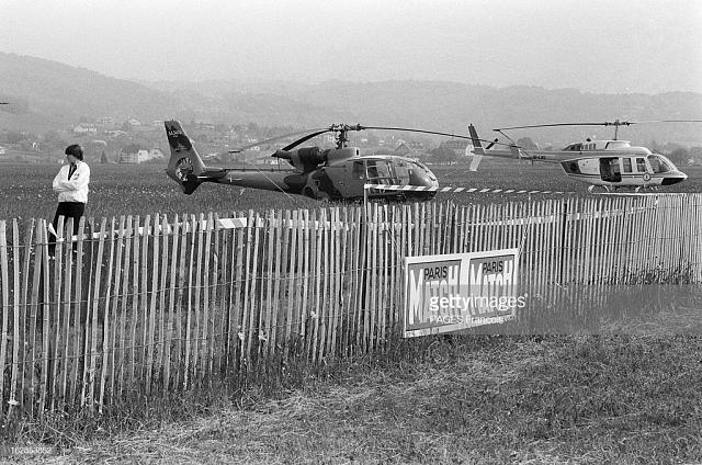 Gazelle et Bell 206 à la 1ère Coupe de France Hélicoptère en mai 1980 - Photo Getty images