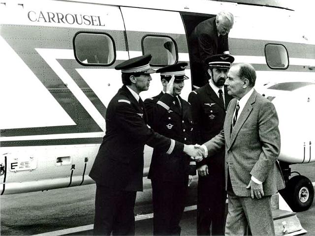 Entre 1982 et 1988, André Thomas, pilote d'hélicoptère a transporté les plus grandes personnalités de l'époque. Ici, le président François Mitterand - Photo DL
