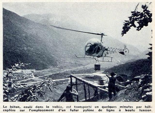 le Bell 47 G2 Gyrafrance sling béton en 1961 - Photo DR AVIATION Magazine de l'espace