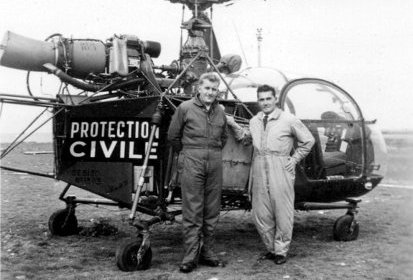 De g a d : Yves RIGAUX, mécanicien et Raymond Gabard, pilote Alouette 2 (…)