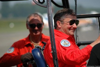 Le Pilote Alain Franjou et Didier Espéron après leur démonstration