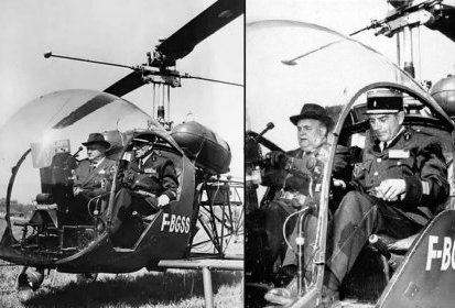 Bell 47 F-BGSS avec Frédéric Curie en uniforme aux commandes - Photo (...)