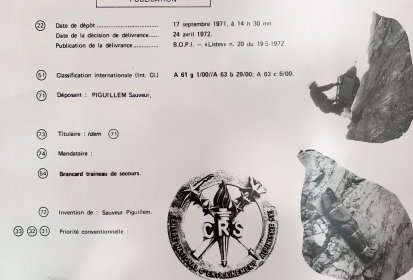 Brevet d'invention de la civière Piguillem déposé le 17 septembre 1971 par (...)