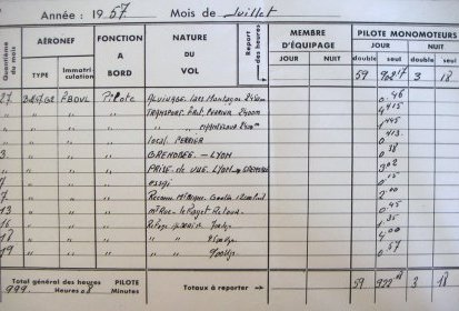 Carnet de vol de Claude Aubé