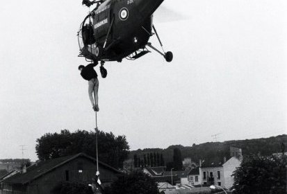 Alouette 3 F-MJAK hélitreuillage lors du tournage du film Désiré Lafarge vers (...)