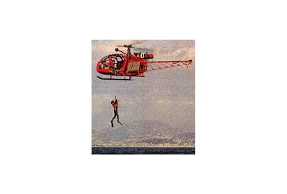 Un plongeur-sauveteur hélitreuillé depuis l'Alouette II de la (…)