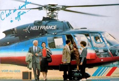 Publicité HELI FRANCE avec Michel Faure aux commandes du Dauphin SA-365 C1 (…)