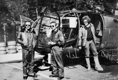 Sur la DZ des Bois après le premier treuillage latéral dans les Drus avec (…)