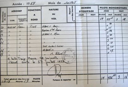 Carnet de vol de Claude Aubé