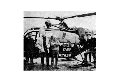 Alouette III F-ZBAS Protection civile avec de gauche à droite : Jean-Louis (…)
